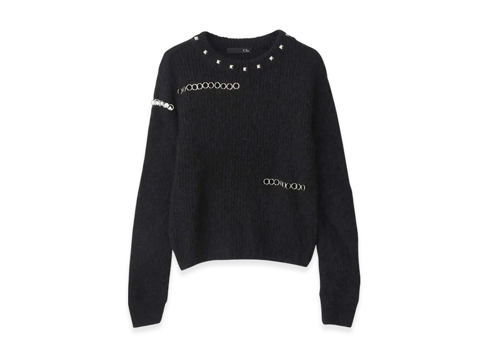 HYSTERIC GLAMOUR Studded Rib Sweater "Black"