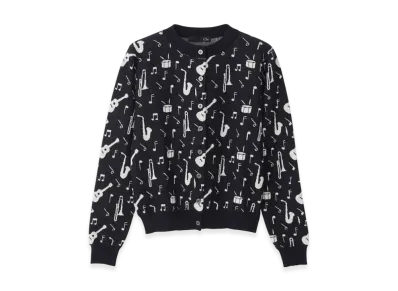 HYSTERIC GLAMOUR Sound Vibration Pattern Jacquard Cardigan "Black/Multicolor"