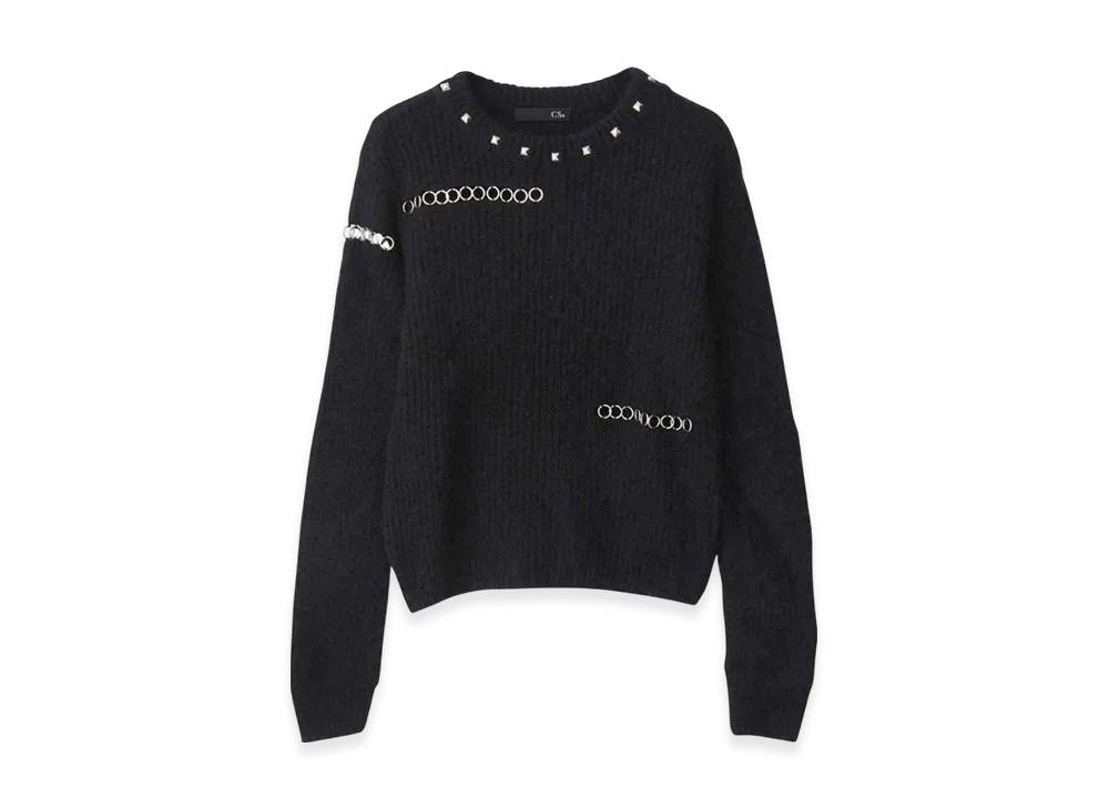 HYSTERIC GLAMOUR Studded Rib Sweater "Black"