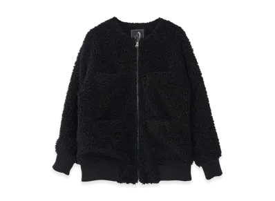 HYSTERIC GLAMOUR Cat Patch Collarless Boa Blouson "Black"