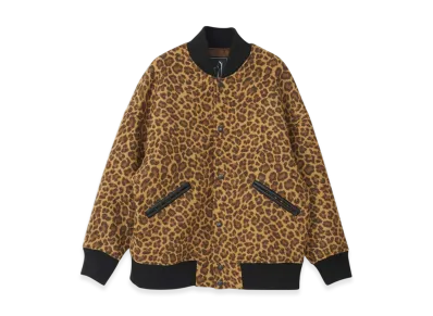 HYSTERIC GLAMOUR Leopard Pattern Jacquard Oversized Stadium Jacket "Beige/Multicolor"