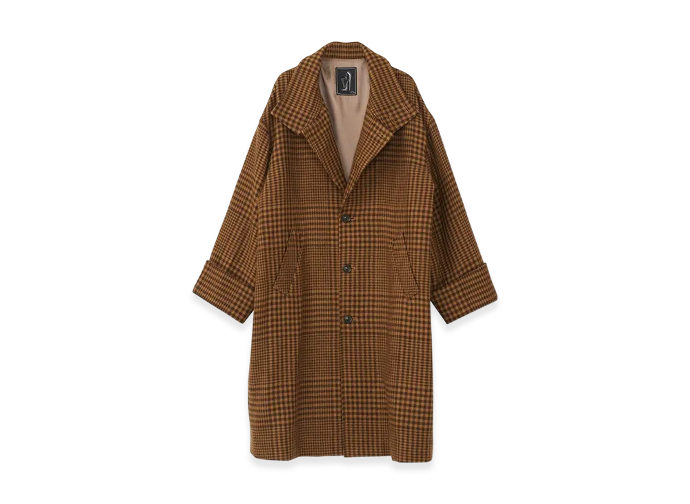 HYSTERIC GLAMOUR High Neck Oversized Coat "Beige/Multicolor"