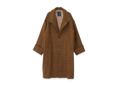 HYSTERIC GLAMOUR High Neck Oversized Coat "Beige/Multicolor"