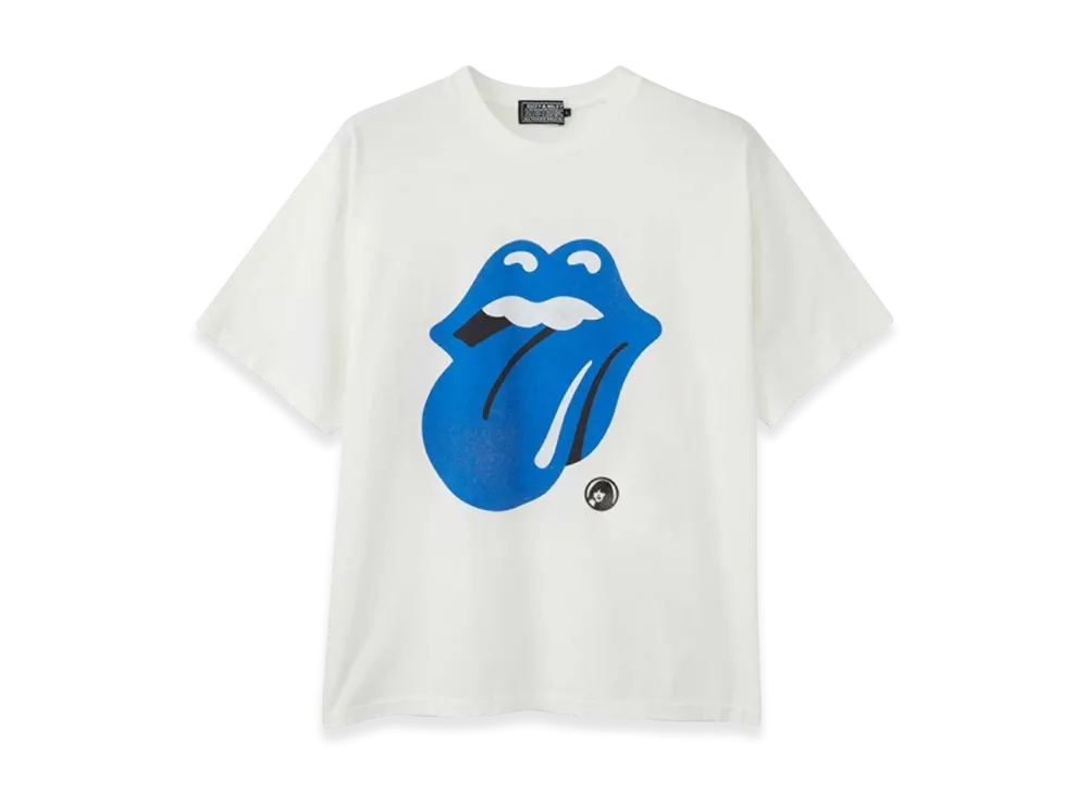 HYSTERIC GLAMOUR x The Rolling Stones Circle Head Blue Tongue T-Shirt "White"
