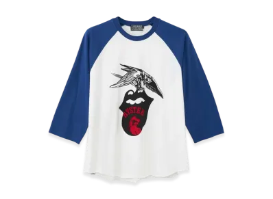HYSTERIC GLAMOUR x The Rolling Stones 1975 Three Quarter Sleeve T-Shirt "Blue"