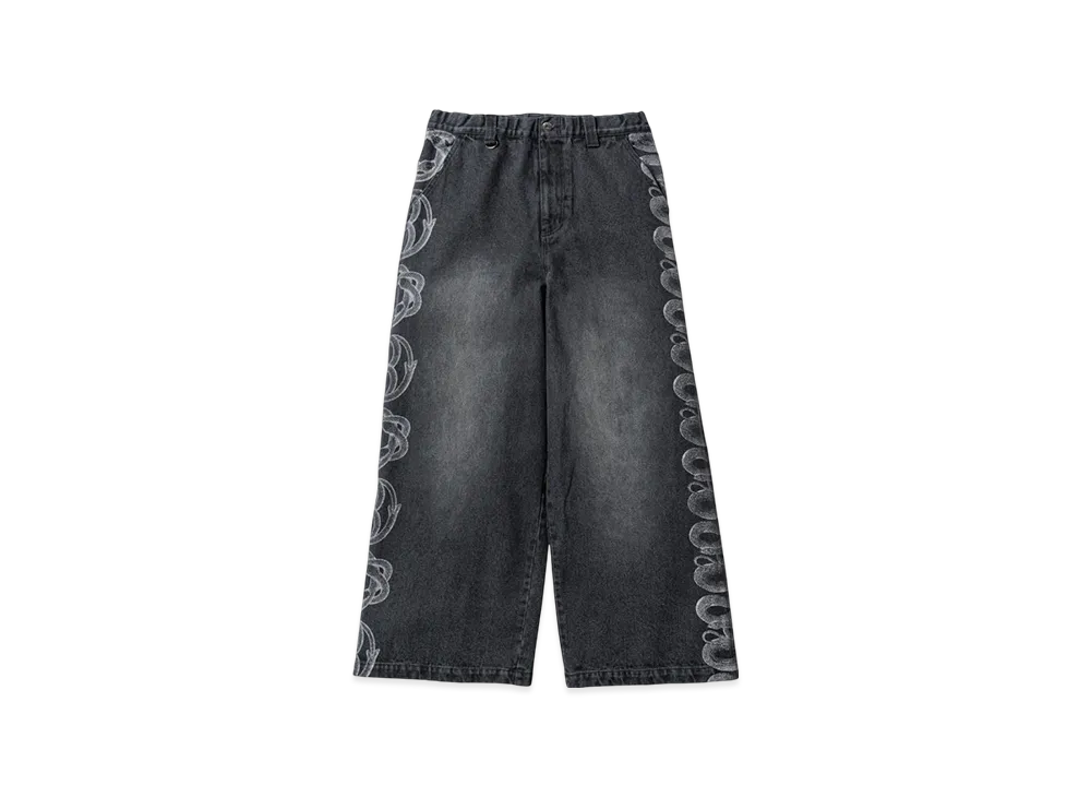 HYSTERIC GLAMOUR x Genzai Snake Baggy Denim Pants "Black"