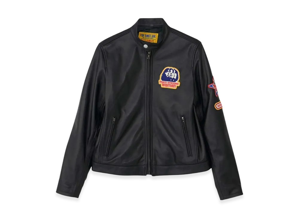 HYSTERIC GLAMOUR Cafe Racer Patch Lamb Leather Single Rider Jacket "Black"