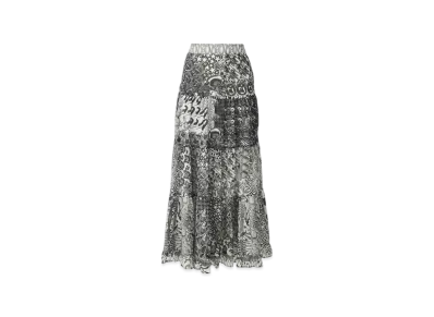 HYSTERIC GLAMOUR HYS Mandara Pattern Tiered Long Skirt "White/Black"