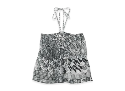 HYSTERIC GLAMOUR HYS Mandara Pattern Tube Top Blouse "White/Black"