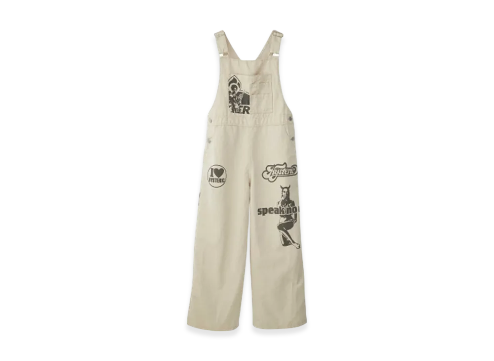 HYSTERIC GLAMOUR Speak No Evil Overalls "White"