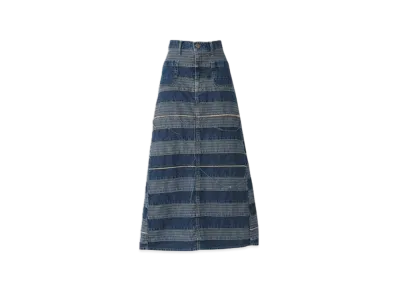 HYSTERIC GLAMOUR Scratched Long Denim Skirt "Light Indigo Blue"