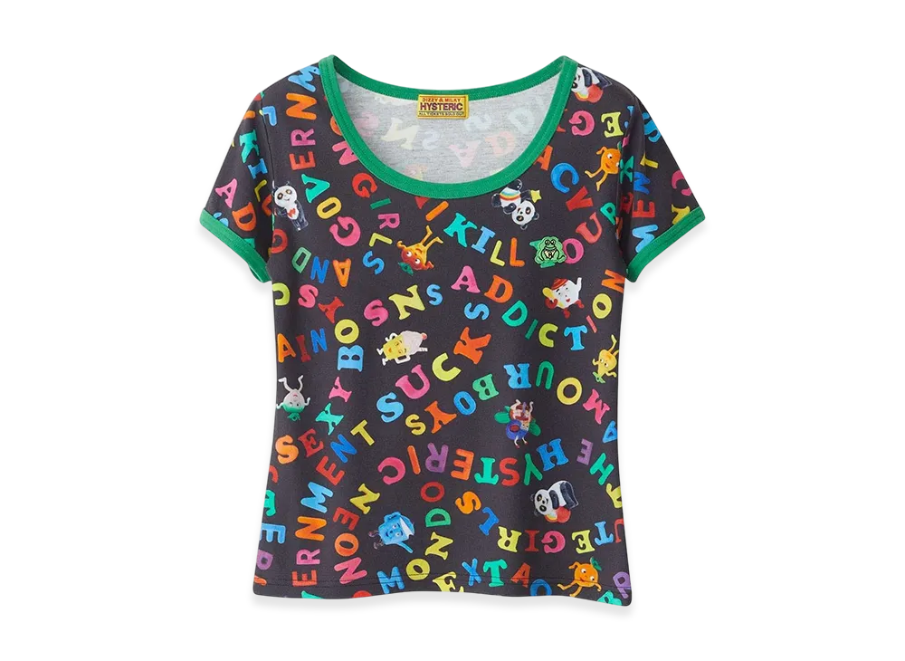 HYSTERIC GLAMOUR SNS Addiction Patterned Mini T-Shirt "Black"