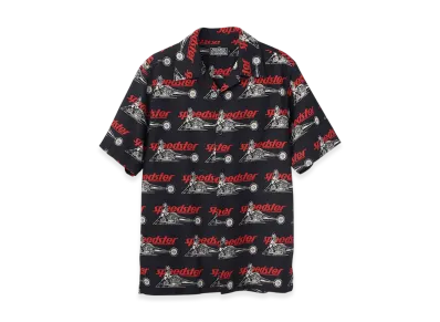 HYSTERIC GLAMOUR Speedster Remix Pattern Open Collar Shirt "Black"