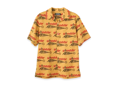 HYSTERIC GLAMOUR Speedster Remix Pattern Open Collar Shirt "Yellow"