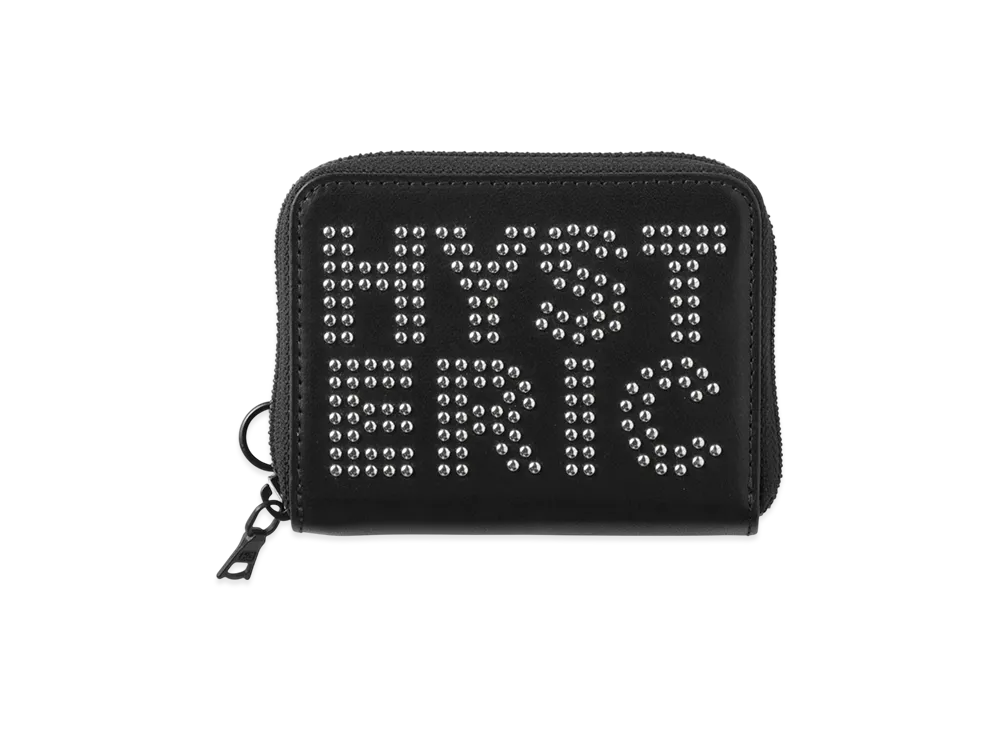 HYSTERIC GLAMOUR Logo Stud Round Zip Mini Wallet "Black"