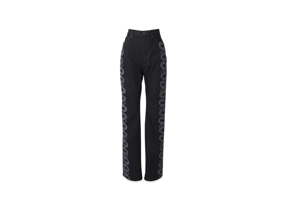 HYSTERIC GLAMOUR Snake Loop Pattern Denim Flare Pants "Black"