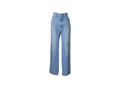 HYSTERIC GLAMOUR Snake Loop Pattern Denim Flare Pants "Light Indigo Blue"