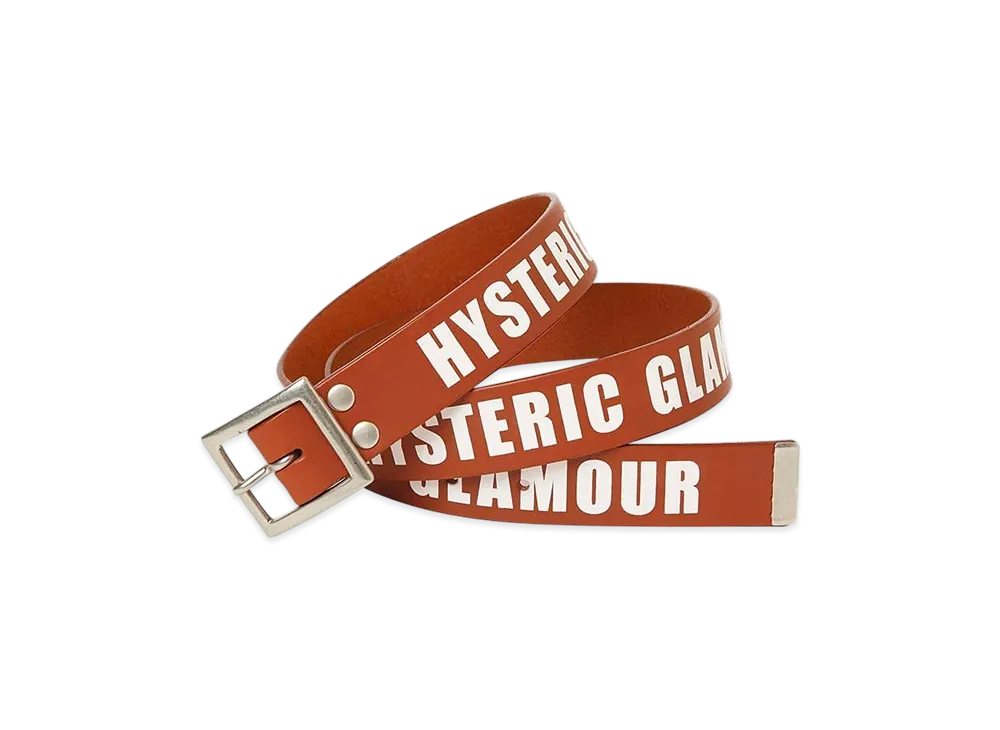 HYSTERIC GLAMOUR Logo-Printed Leather Belt "Red"