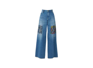 HYSTERIC GLAMOUR Woman Banana Wide Denim Pants "Light Indigo Blue"