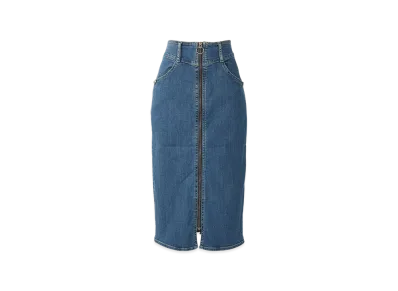 HYSTERIC GLAMOUR Front Zip Tight Denim Skirt "Light Indigo Blue"