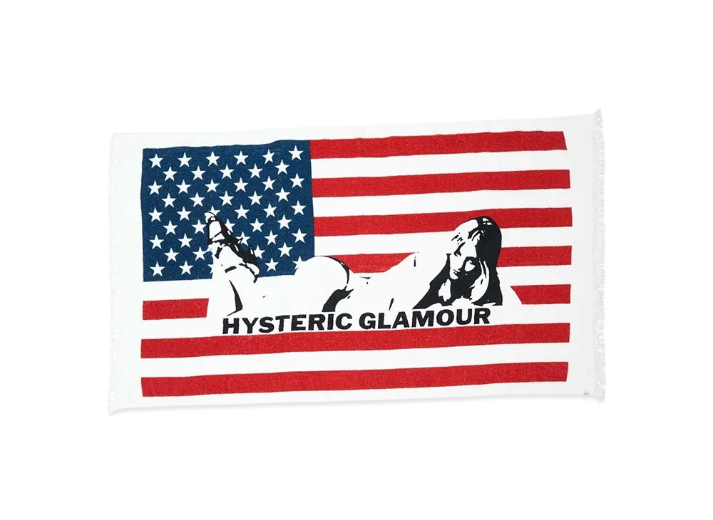 HYSTERIC GLAMOUR Flag Woman Beach Towel "Multi"