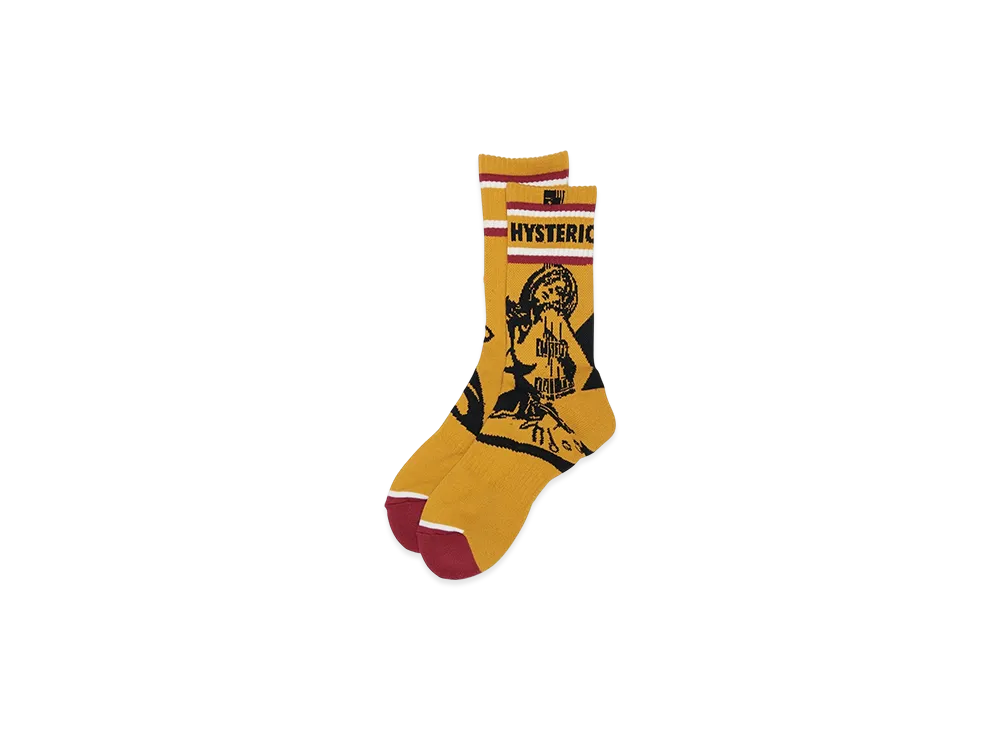 HYSTERIC GLAMOUR Guitar Girl Skater Socks "Yellow"
