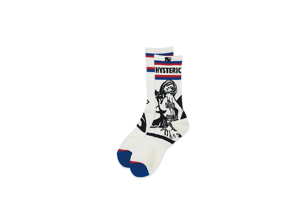 HYSTERIC GLAMOUR Guitar Girl Skater Socks "White"