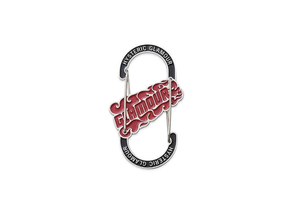 HYSTERIC GLAMOUR Flame Logo Carabiner Keychain "Black"