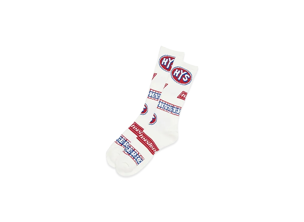 HYSTERIC GLAMOUR Hys Box Skater Socks "White"