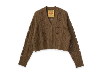 HYSTERIC GLAMOUR Hysteric Handcuff Short Distressed Cardigan "Khaki"