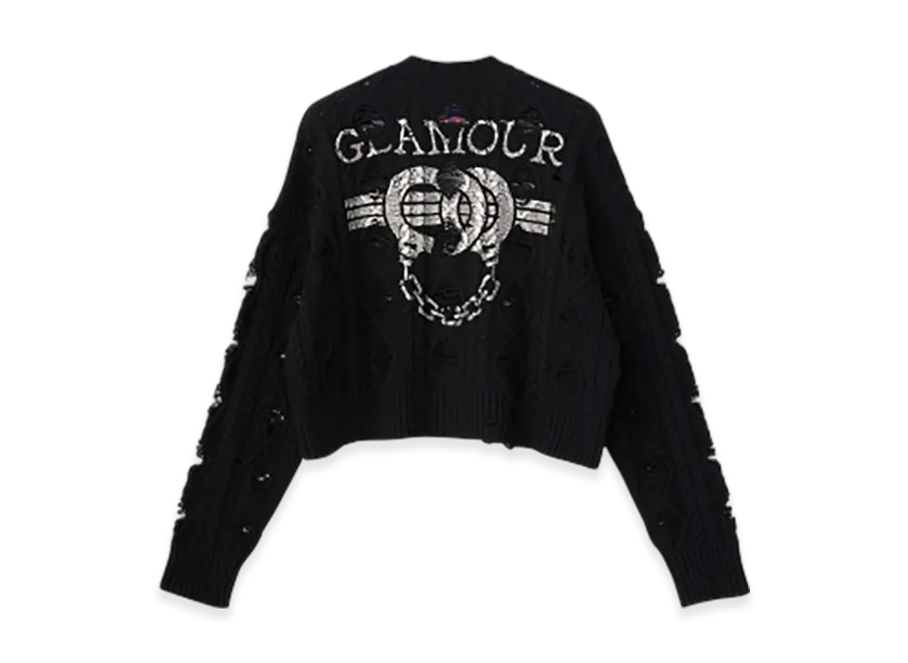 HYSTERIC GLAMOUR Hysteric Handcuff Short Distressed Cardigan "Black"