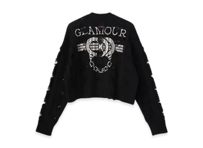 HYSTERIC GLAMOUR Hysteric Handcuff Short Distressed Cardigan "Black"