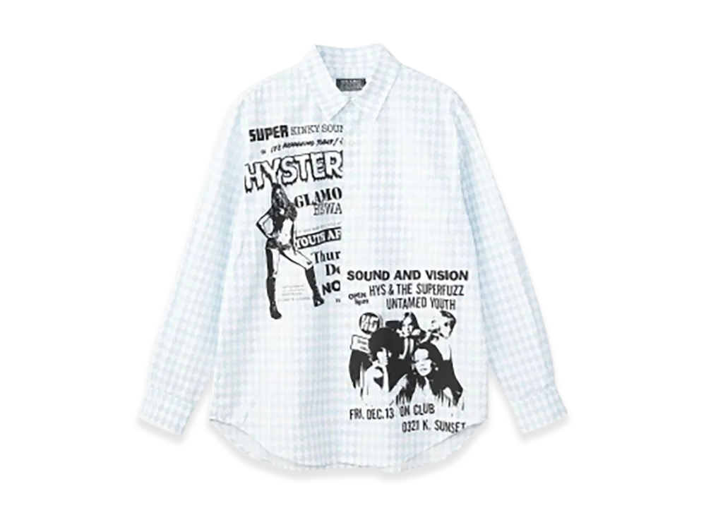 HYSTERIC GLAMOUR Bad Girl Club Regular Collar Shirt "White"