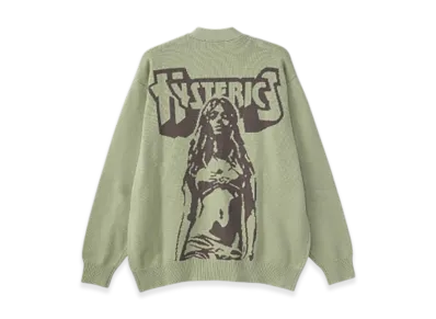 HYSTERIC GLAMOUR Bad Ass Mama Knitted Cardigan "Green"
