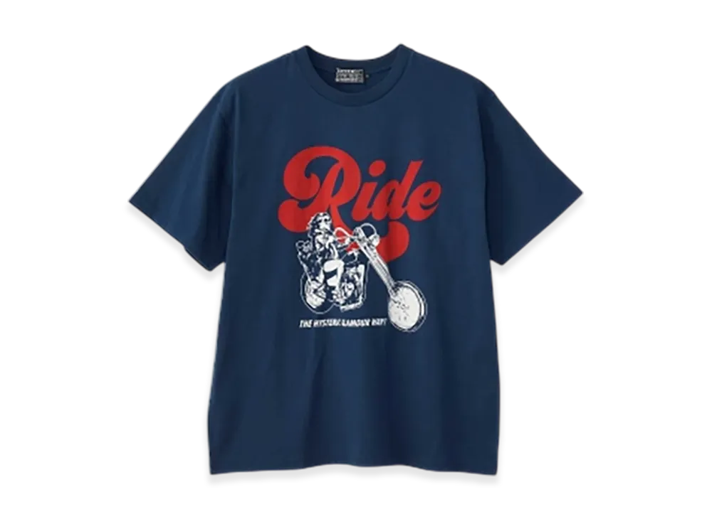 HYSTERIC GLAMOUR Ride A Motorcycle T-Shirt "Navy"