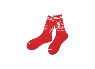 HYSTERIC GLAMOUR 2Tone Devil Woman Sports Socks "Red"
