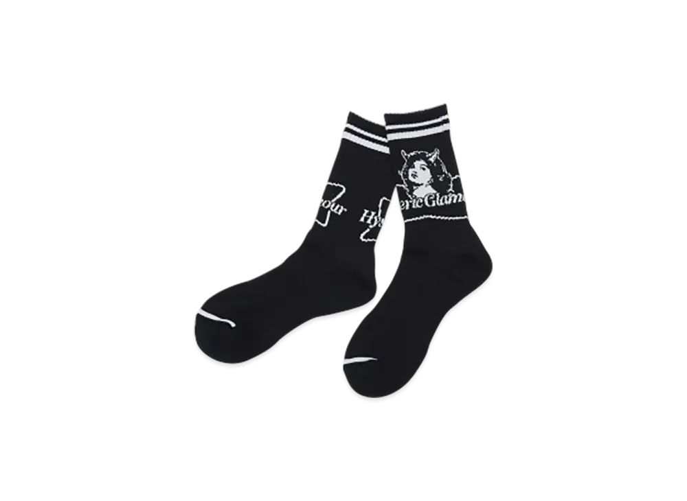 HYSTERIC GLAMOUR 2Tone Devil Woman Sports Socks "Black"