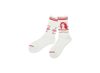 HYSTERIC GLAMOUR 2Tone Devil Woman Sports Socks "White"