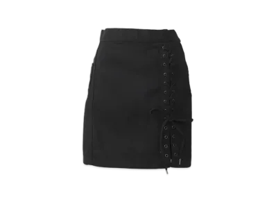 HYSTERIC GLAMOUR Apple Panda Embroidered Side Lace-Up Denim Mini Skirt "Black"