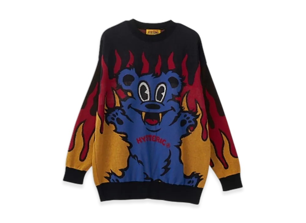 HYSTERIC GLAMOUR Fire Bear Jacquard Sweater HYSTERIC GLAMOUR Fire Bear Jacquard Sweater