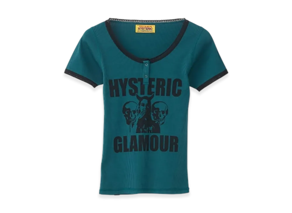 HYSTERIC GLAMOUR Evil Skull Chibi T-Shirt "Green"