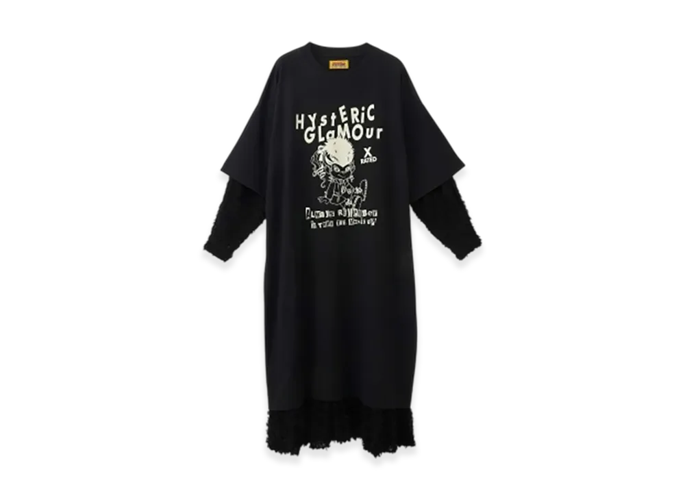 HYSTERIC GLAMOUR Bad Girl Skunk Layered Dress "Black"
