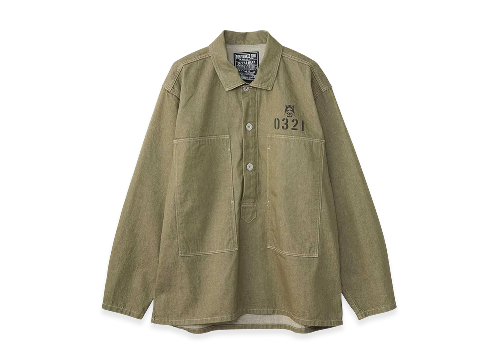 HYSTERIC GLAMOUR Hysteric 0321 Denim Pullover Shirt "Green"