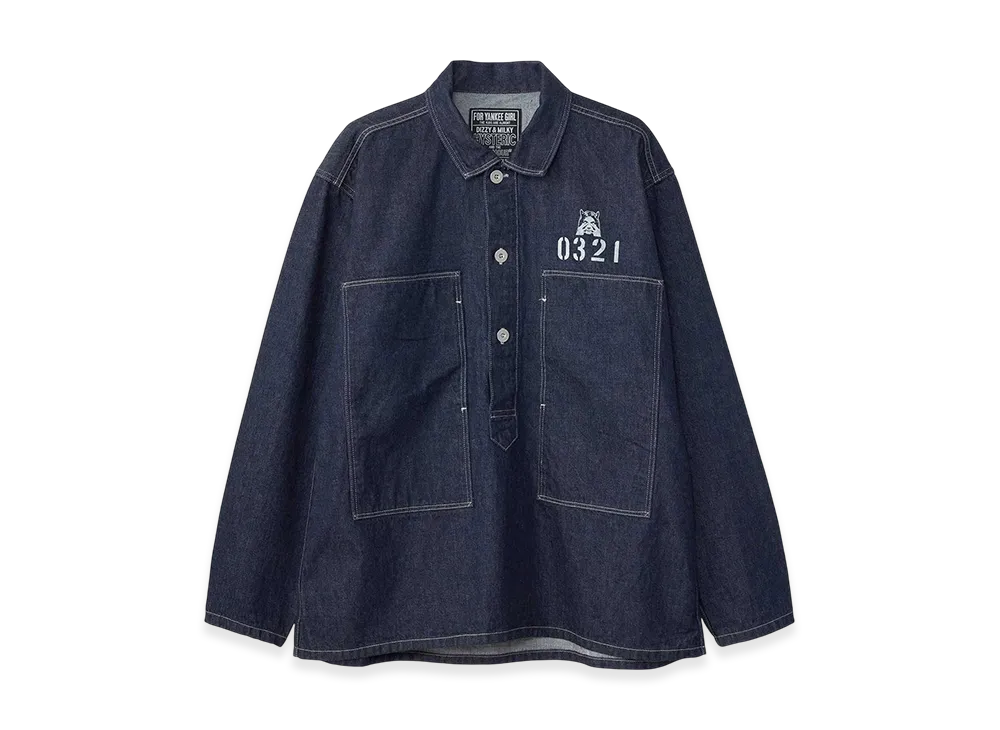 HYSTERIC GLAMOUR Hysteric 0321 Denim Pullover Shirt "Dark Indigo Blue"