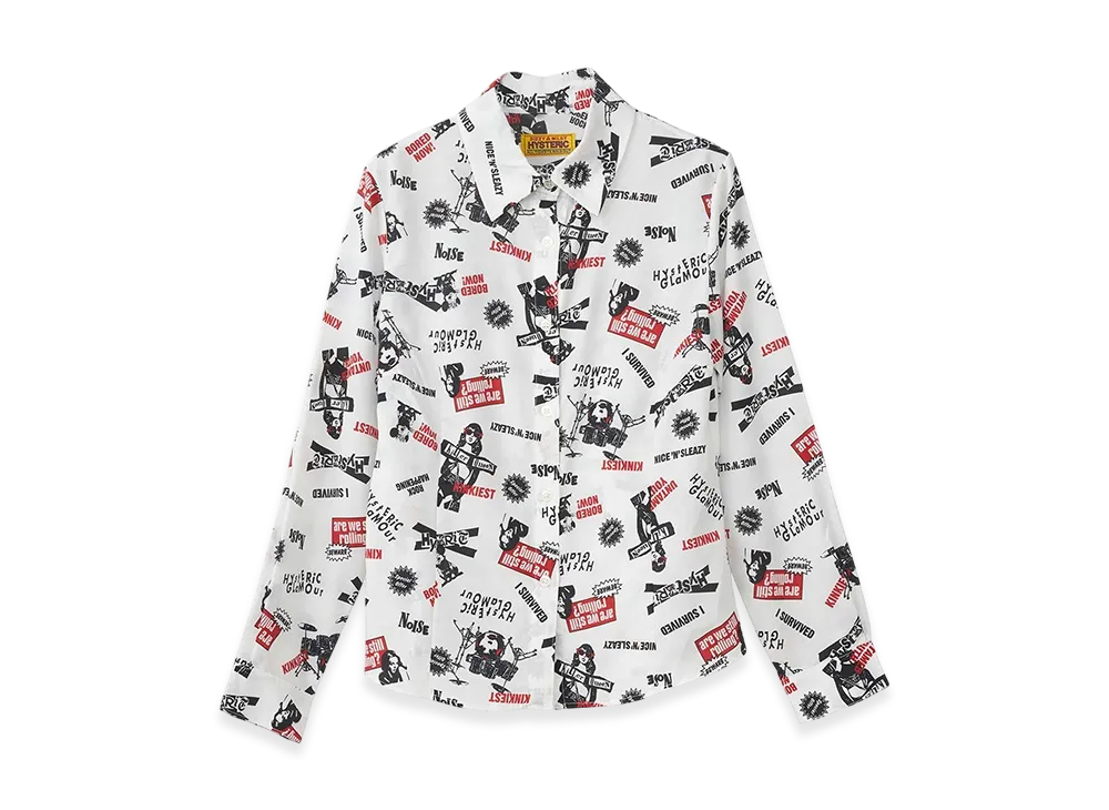 HYSTERIC GLAMOUR Rock Happening Pattern Compact Shirt "White"