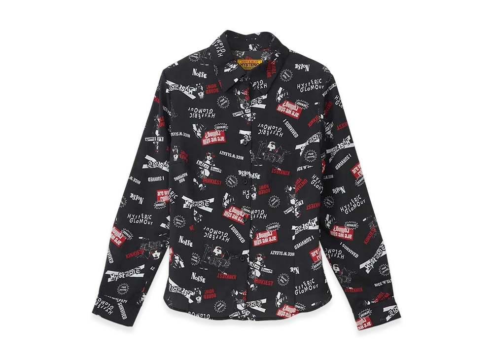 HYSTERIC GLAMOUR Rock Happening Pattern Compact Shirt "Black"