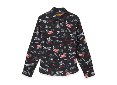 HYSTERIC GLAMOUR Rock Happening Pattern Compact Shirt "Black"