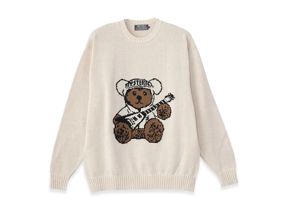 HYSTERIC GLAMOUR Hysteric Teddy Flying V Jacquard Sweater "White"