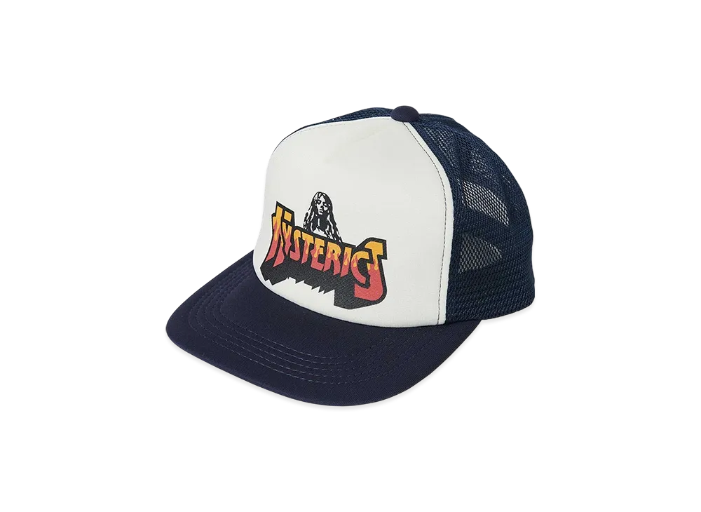 HYSTERIC GLAMOUR BAD ASS FIRE LOGO Mesh Cap "Navy"