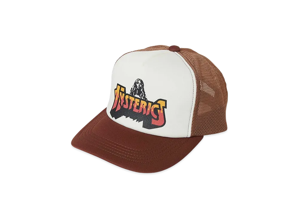 HYSTERIC GLAMOUR BAD ASS FIRE LOGO Mesh Cap "Brown"